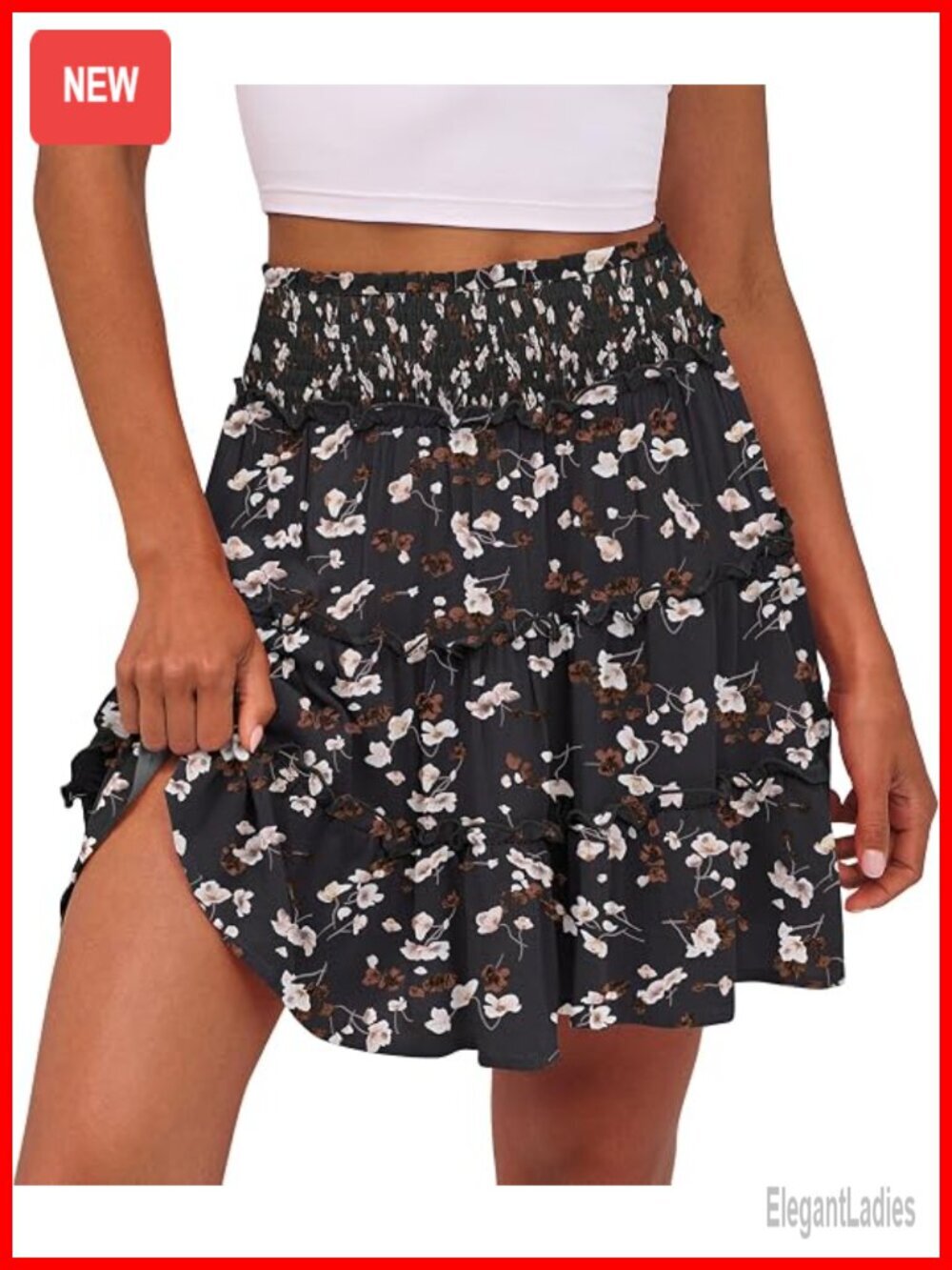 Womens Flowy Tiered Skort High Waist Built-in Shorts Rayon Skirt Casual Summer